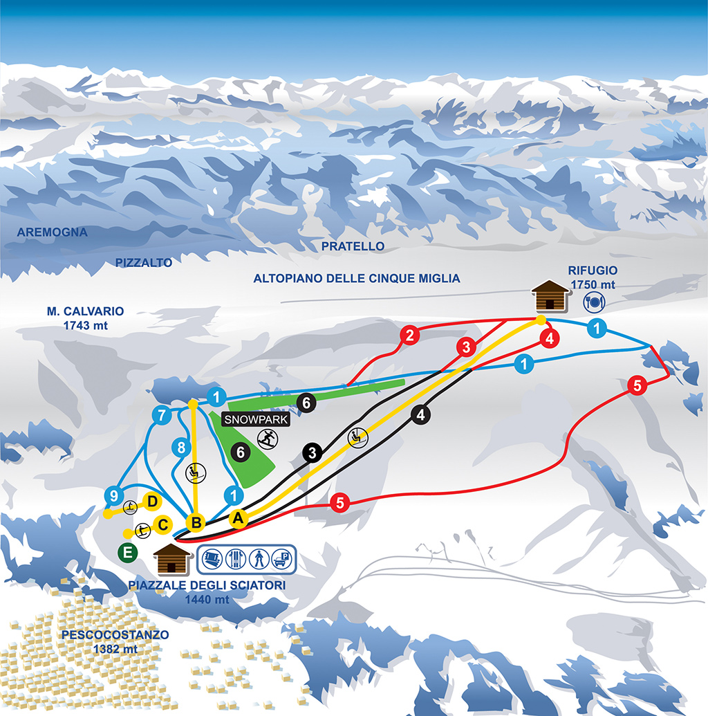 Cartina Pescocostanzo - Mappe piste di sci Pescocostanzo 