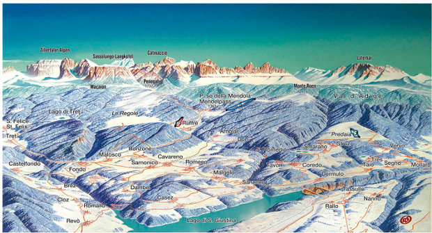 Cartina Predaia - Val di Non - Mappe piste sci Predaia - Val di Non