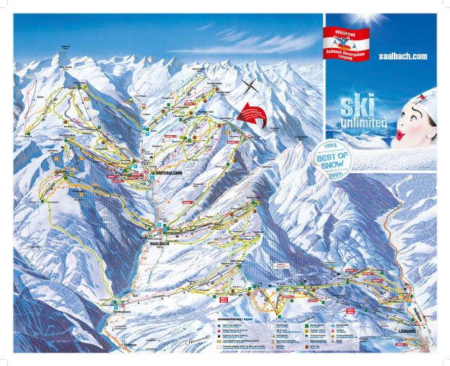 Cartina piste sci Saalfelden Leogang - Skirama Saalfelden Leogang