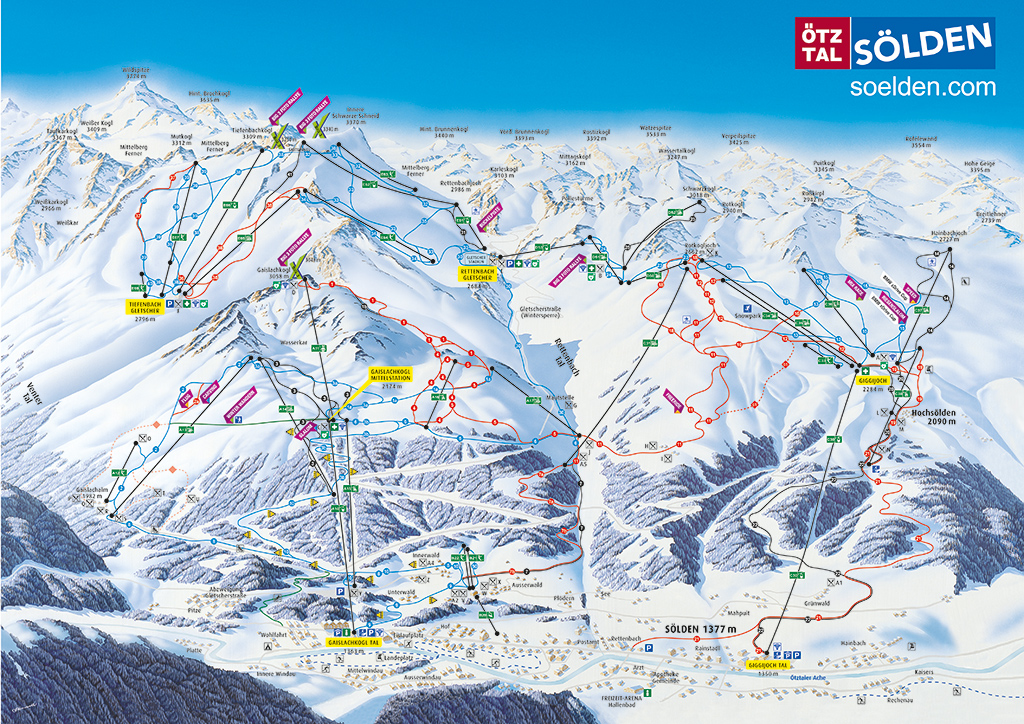 Cartina Soelden - Mappa piste sci Soelden