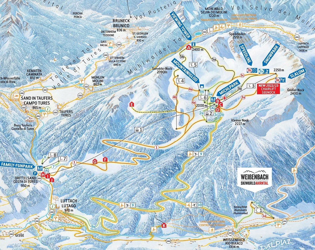 Cartina piste sci Speikboden - Campo Tures- Skimap Speikboden - Campo Tures