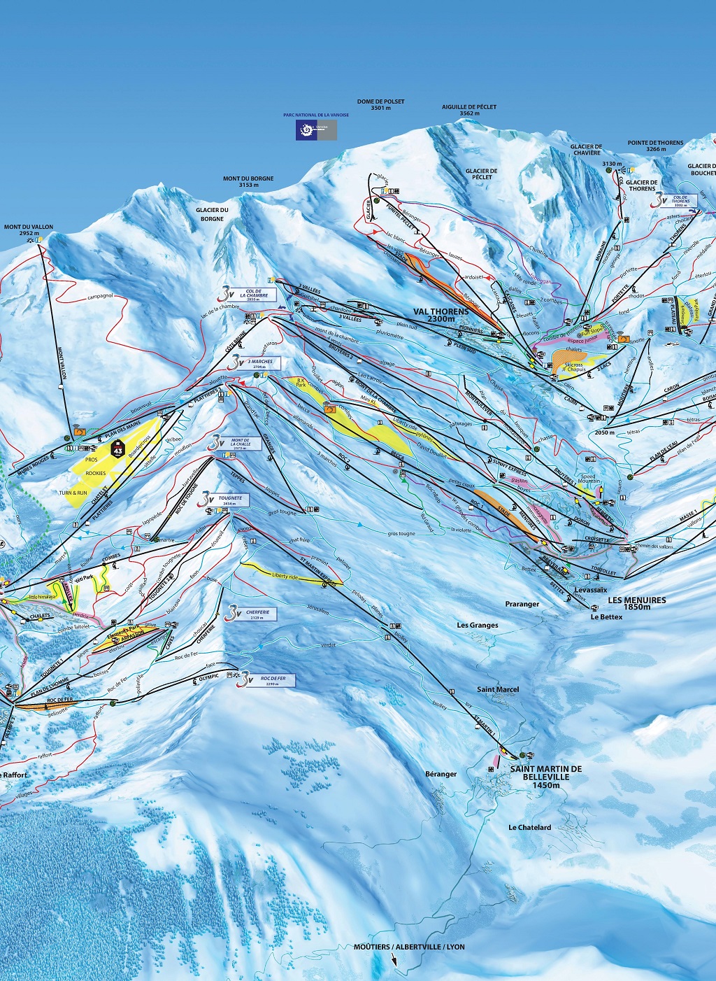 Cartina Saint Martin de Belleville - Mappa piste sci St. Martin de Belleville