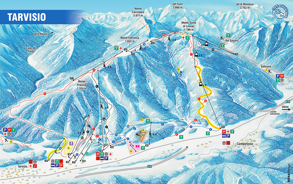 Cartina Tarvisio - Mappa piste sci Tarvisio