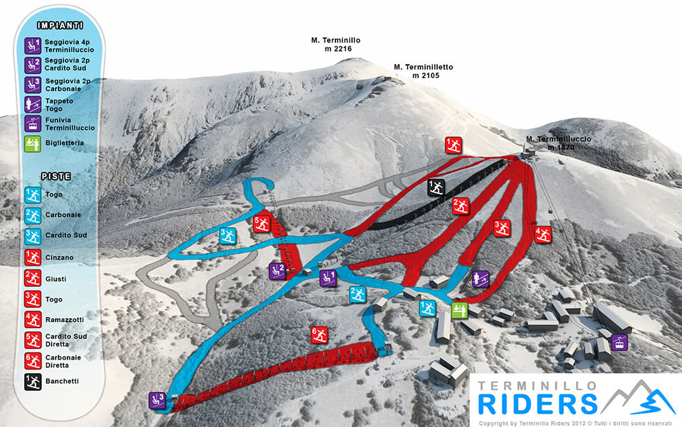 Cartina Terminillo - Mappa piste di sci Terminillo