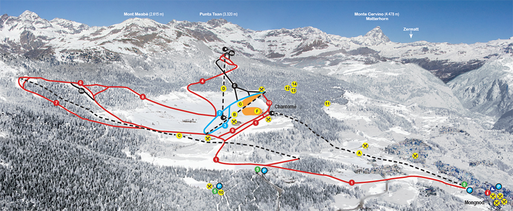 Cartina Torgnon - Mappa piste sci Torgnon