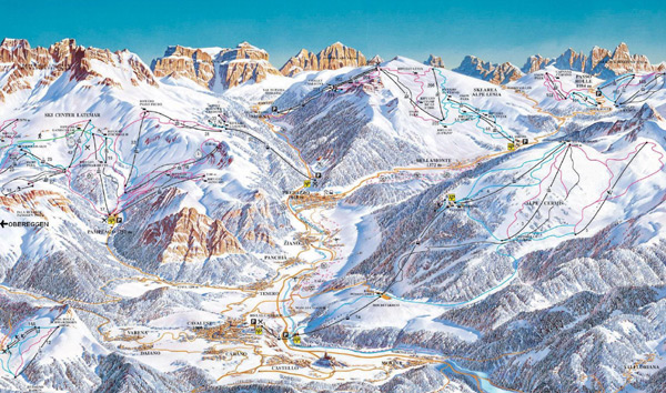 Cartina Val di Fiemme - Mappa piste sci Val di Fiemme