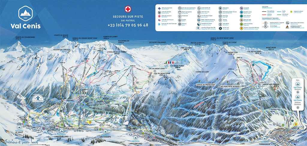 Cartina  Val Cenis - Mappa piste sci Val Cenis