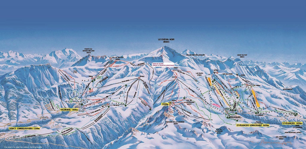 Cartina Valmorel - St Francois Longchamp - Mappa piste sci - Valmorel - St Francois Longchamp