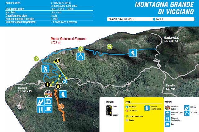 Cartina piste sci Viggiano Montagna Grande - Skimap Viggiano Montagna Grande