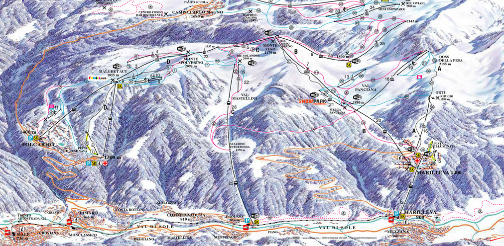 Cartina piste Folgarida - Skimap Folgarida