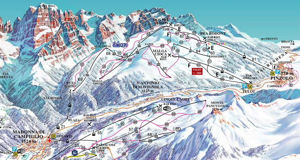 Cartina Pinzolo - Mappa piste sci Pinzolo
