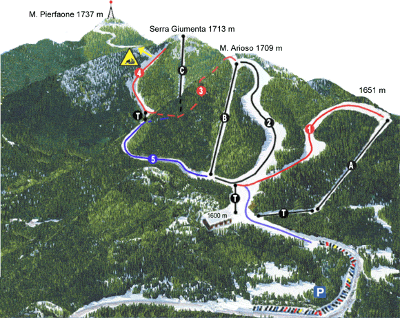 Cartina Arioso Fossa Cupa - Mappa piste di sci Arioso Fossa Cupa