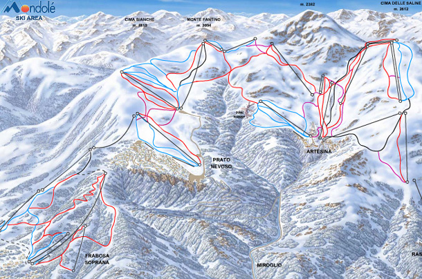 Cartina Prato Nevoso - Mappa piste sci Prato Nevoso