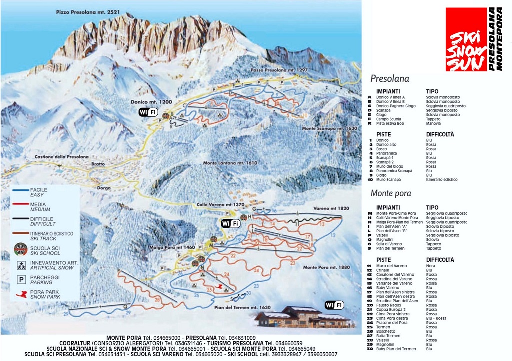 Cartina piste sci Presolana - Skimap Presolana