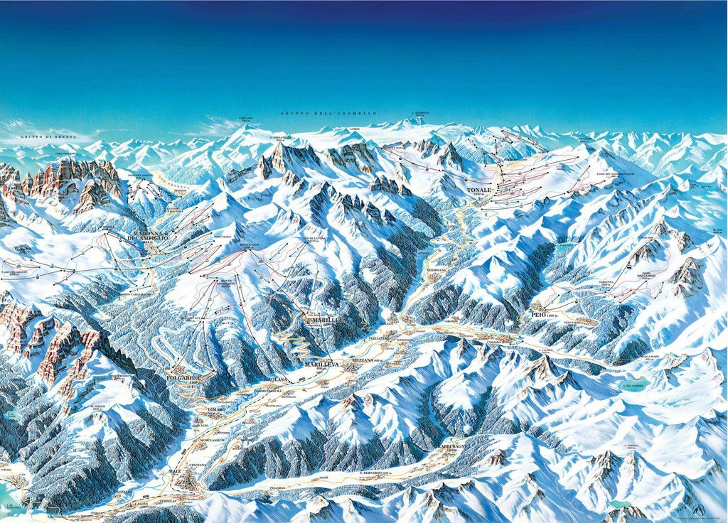 Cartina Val di Sole - Brenta - Mappe piste sci Val di Sole - Brenta