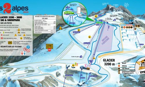 skimap estiva Les Deux Alpes