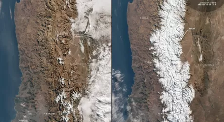 Tempesta di inizio inverno sulle Ande: abbondanti nevicate tra Argentina e Cile