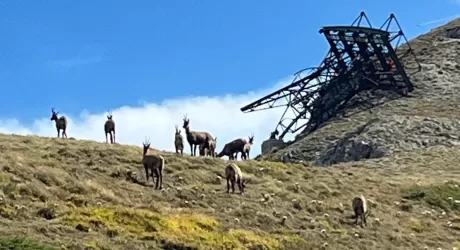 Frontignano di Ussita, avanzamento lavori cabinovia e smantellamento funivia Monte Bove