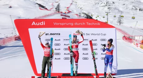 St. Moritz, Goggia terza poi il treno azzurro, Vonn buon rientro