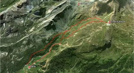 Prospettiva della discesa Gran Comba