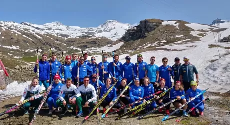 GRESSONEY - Fondisti in allenamento sulla neve al Gabiet