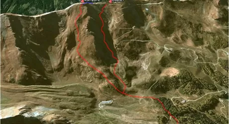 Prospettiva della discesa Piatta di Grevon Pila