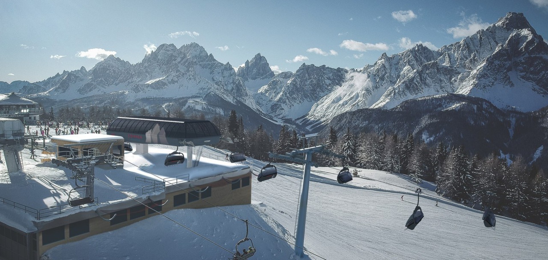 3 Cime Dolomiti: rendering nuova seggiovia Mittelstation