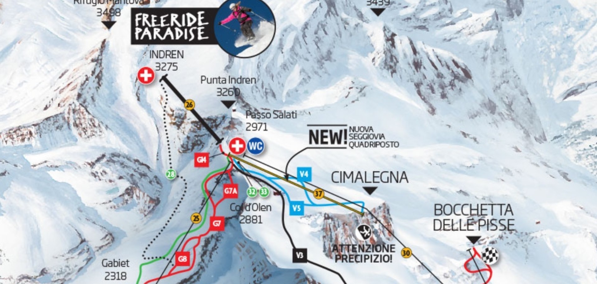 Skimap Alagna con la seggiovia Cimalegna Salati