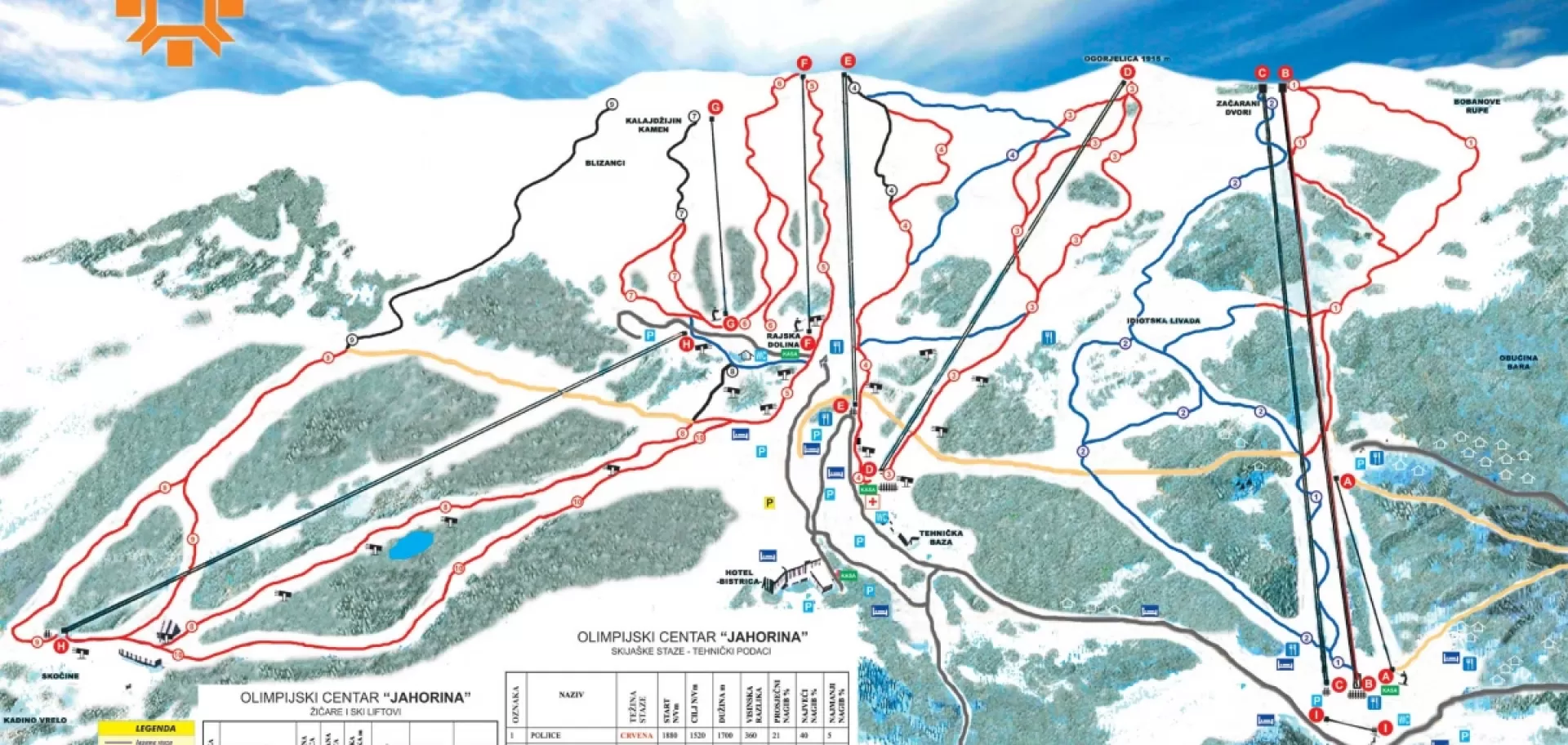 Ski map Jahorina, Sarajevo