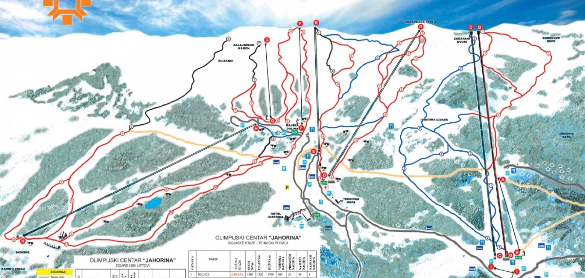 Ski map Jahorina, Sarajevo