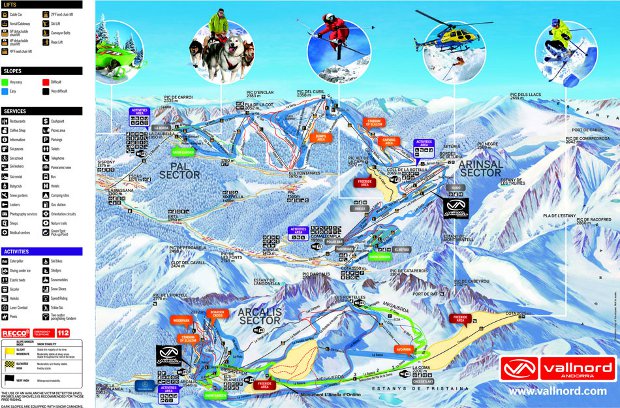 Cartina Vallnord - Mappa piste di sci Vallnord